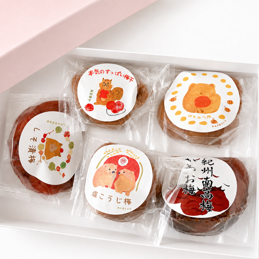梅干バラエティーセット 各味100g*5p　化粧箱入