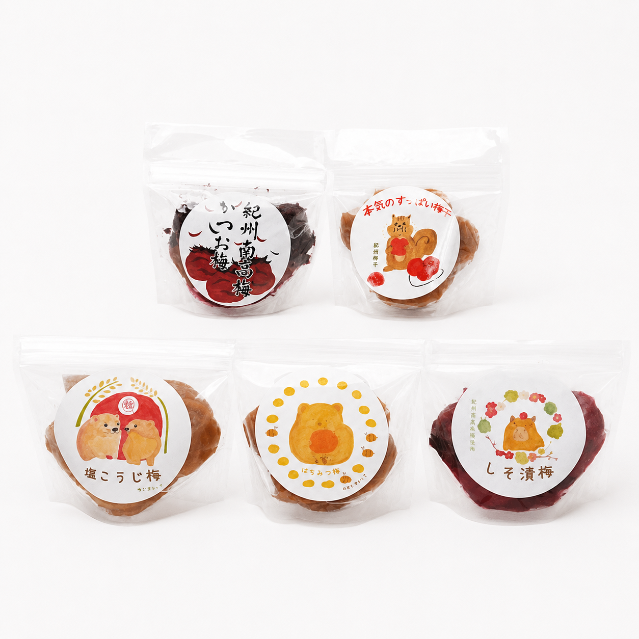 梅干バラエティーセット 各味100g*5p　化粧箱入